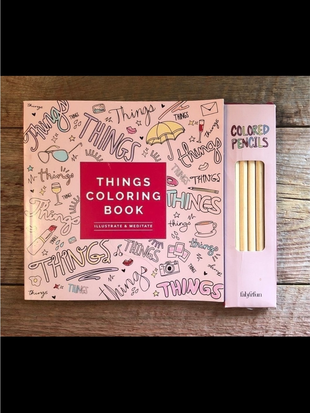 New Things Coloring Book – Pink Cover With Colored Pencils fun fab box